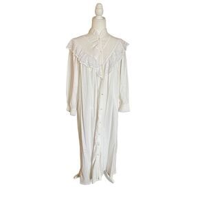 Vintage 70s Diane von furstenberg white long sleeve maxi lace gown
